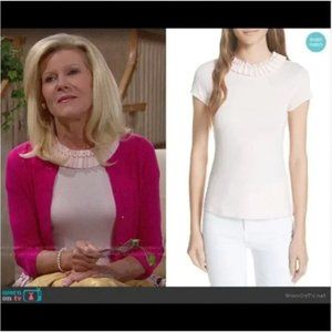 NWT Ted Baker Pearl Accordion Collar Top